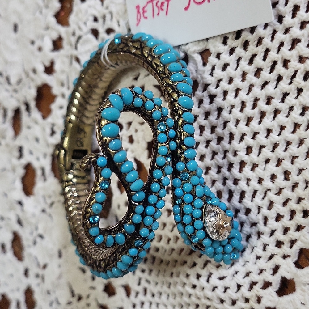 Betsey Johnson Faux Turquoise Beaded Snake Bracelet - Picture 5 of 6